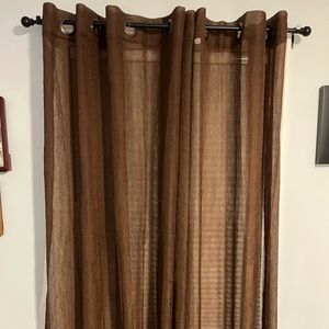 Brown sheer curtains 60” long and 52” wide - 5 individual panels sold together